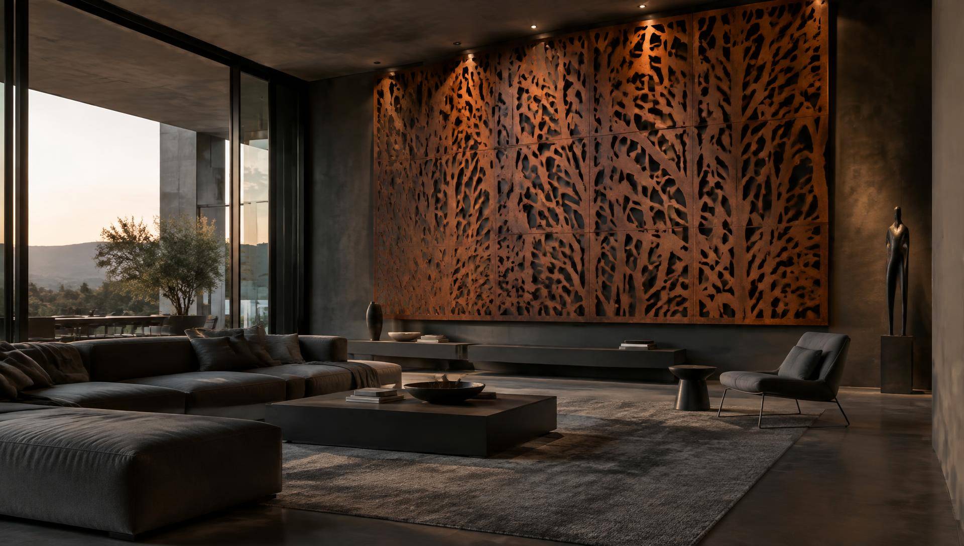 Painel decorativo em aço corten (imagem ilustrativa)